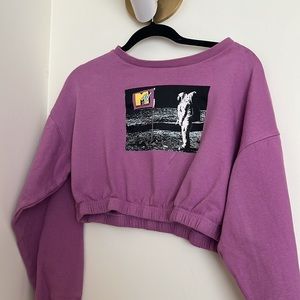 Purple Long Sleeve MTV Crop-Top Size: Medium